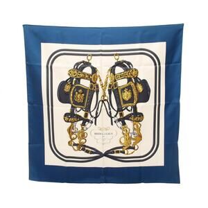HERMES Authentic Blue Silk Scarf